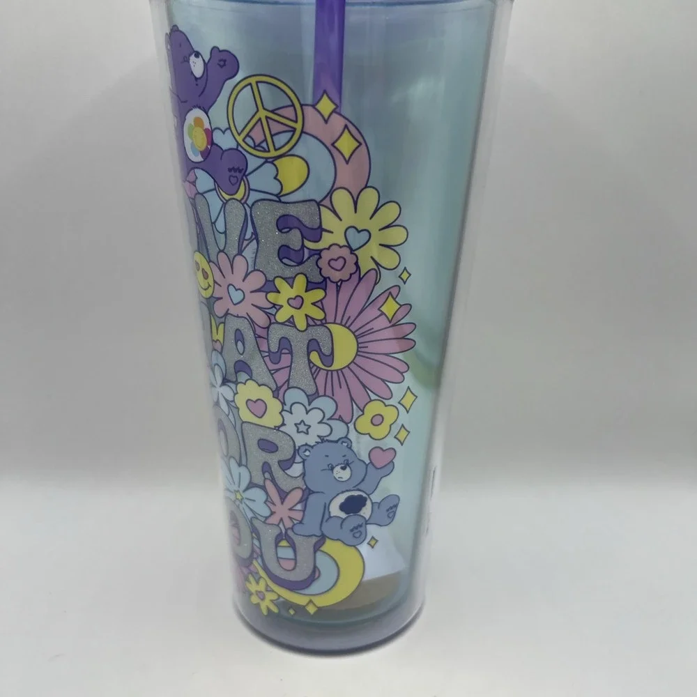 Care‎ Bears 24oz Cup Peace Love Groovy Vibes Retro Tumbler "Love That For You" - Picture 4 of 9